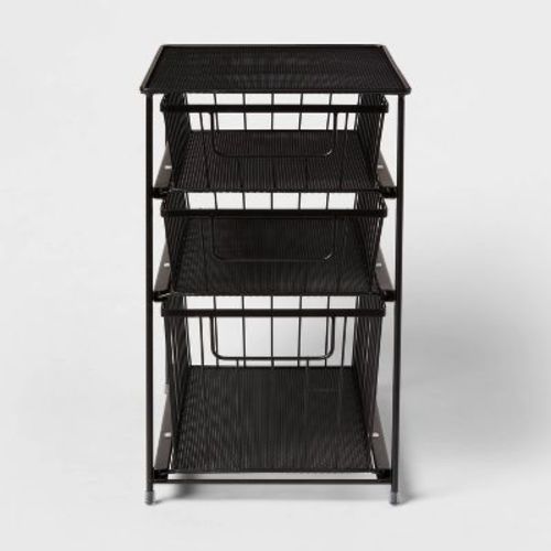 3 Tier Drawer Organizer Brushed Nickel - Brightroom™: Steel Multi-compartment, Under Sink Bathroom Storage