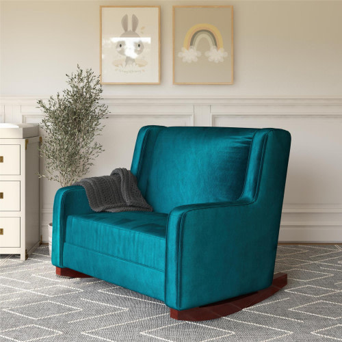 Baby Relax Hadley Upholstered Double Rocker Chair - Green Velvet