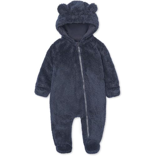 Baby Plush Long Sleeve Polar Fleece Jumpsuit With Bear Ears Baby Fleece Hooded Jumpsuit Infant Winter Outfit