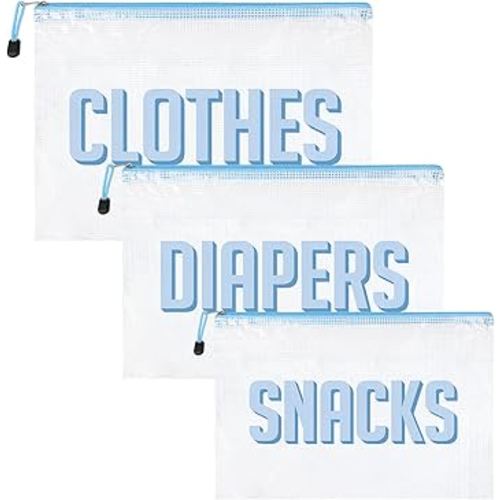 3pcs Hospital Bag Organizing Pouches for Labor and Delivery, Maternity Essentials Diaper Bag Organizer for Mom Travel - Blue/White