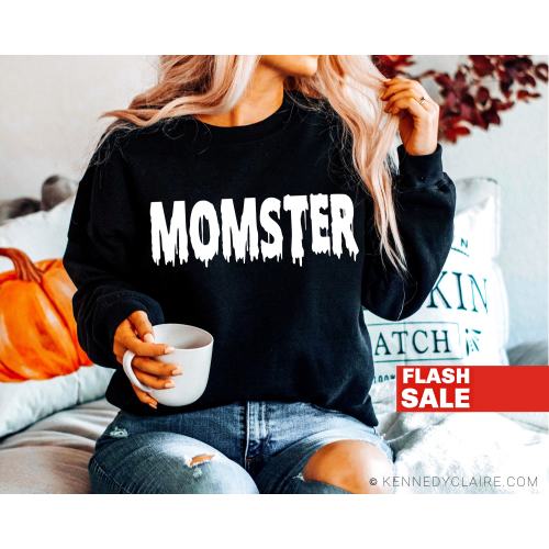 Momster Halloween Shirt, Halloween Sweatshirt, Fall Sweatshirt Spooky Season TShirt, Fall Shirts for Women Momster Sweatshirt Momster Shirt