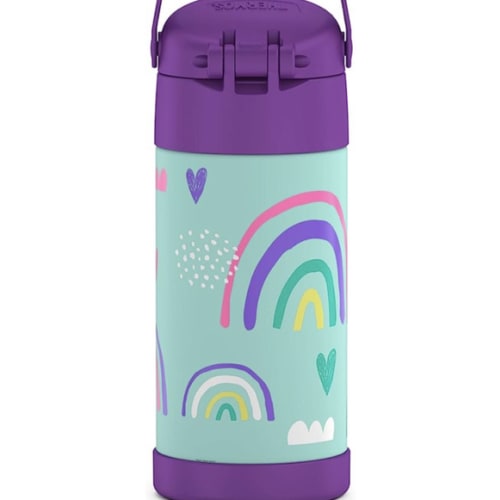 Thermos 12 oz Funtainer Vacuum Insulated Straw Bottle, 12-Ounce, Watercolor Hearts, Size: 12 fl oz, Pink