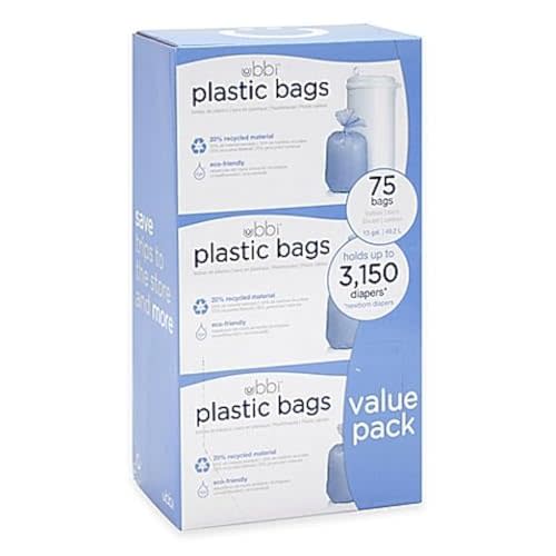 Ubbi Diaper Pail 75-Count Value Pack Plastic Bags (3 Pack)
