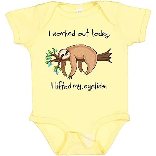 inktastic I Worked Out Today. I Lifted My Eyelids- Cute Sloth on a Baby Bodysuit