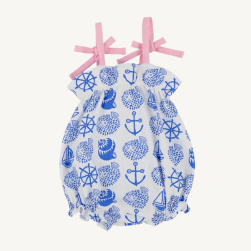 Rosey Romper - Wilmington Waters (Worth Avenue White) with Pier Party