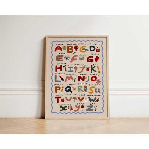 First Alphabet Nursery Print, UNFRAMED, 16x20