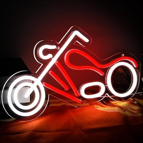 Motorcycle Neon Sign for Man Cave Motor LED Light up Sign for Wall or Garage Decor Neon light for Auto Room Repair Shop Workshop Birthday Gift,Size16.1 * 8.6inch(ZYLD076)