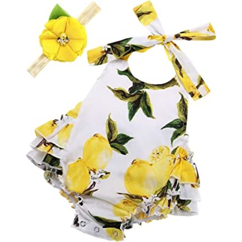 Baby Girl's Floral Print Ruffles Romper Summer Clothes