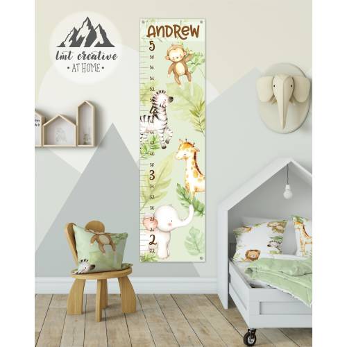 Jungle Growth Chart. Personalized Canvas Growth Chart. Jungle Room Decor. Nursery Decor. Boys Room Decor. Animals Kids Room