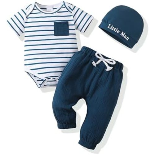 Renotemy Newborn Infant Baby Boy Clothes Outfits New to The Crew Outfits Long Pants Toddler Baby Boy Clothes Set