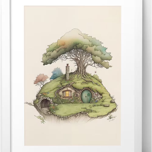 Hobbit Hole Nursery Art - Middle-Earth Baby Room Decor, Lord of the Rings Inspired Print