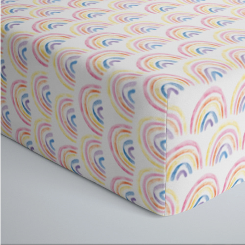 Pastel Rainbows Fitted Crib Sheet - Little Sleepies