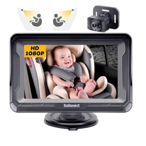 DoHonest Baby Car Camera HD 1080P - Rear-Facing Car Baby Monitor with Night Vision, Adjustable View Angle, Easy Setup, Anti-Glare Display, Safety for Kids & Infants