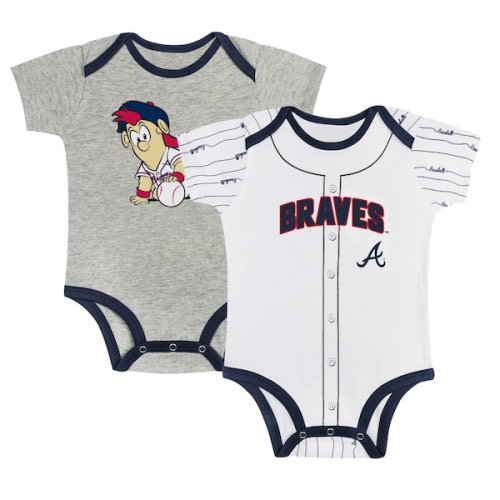 Newborn & Infant Atlanta Braves Gray/White Two-Pack Play Ball Bodysuit Set