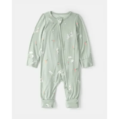 Baby Easter Bunny 2-Way Zip PurelySoft Sleep & Play Pajama - Green | Carter's - NB and 3M