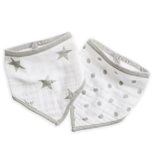 aden + anais essentials Bandana Baby Bib, 100% Cotton Muslin, 3 Layer Burp Cloth, Super Soft & Absorbent for Infants, Newborns and Toddlers, Adjustable with Snaps, 2 Pack, Dusty