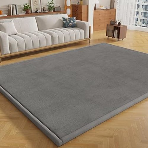 Baby Play Mat 1.3" Thick Tummy Time Mat, Memory Foam Area Rug, Super Soft Coral Velvet Nursery Rug with Non-Slip Backing, Extra Large Crawling Mat for Toddlers, Infants, Yoga, Tatami, 79''x118''