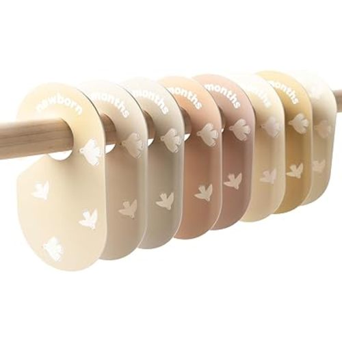 3 Sprouts Baby Closet Dividers Set of 8 - Baby Clothes Organizer & Wardrobe Hanger - Nursery Infant Closet Organizer for Baby Clothing by Size or Age from Newborn to Toddler Boy & Girl - Bird