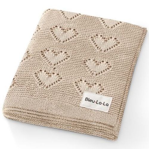 100% Luxury Cotton Heart Knit Swaddle Blanket For Blanket For Newborn And Infant Boys And Girls - Hunter Green