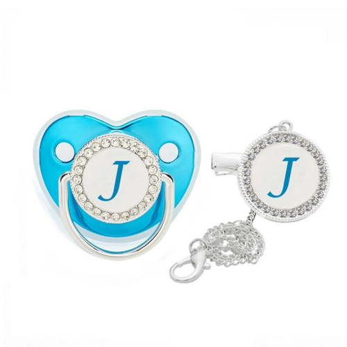 Odeerbi Pacifier 26 Letter Name Initials Clip Silicone Golden Shiny M