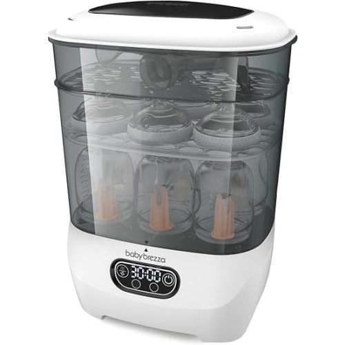 Baby Brezza Baby Bottle Sterilizer and Dryer Advanced – Electric Steam Sterilization Machine – Universal Sterilizing for All Bottles: Plastic + Glass + Pacifiers + Breast Pump Parts - HEPA Filtration (White)