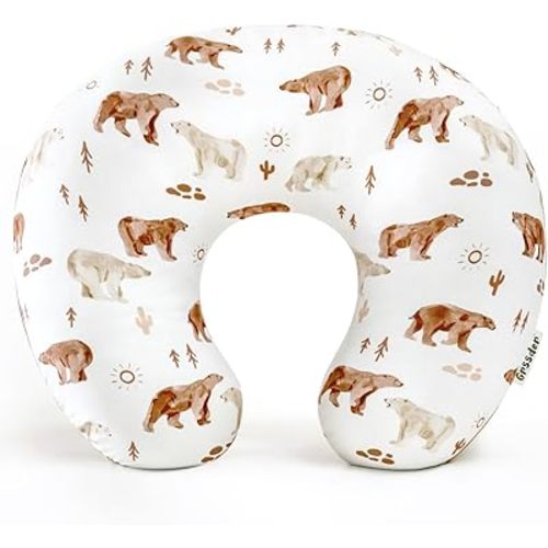 GRSSDER Nursing Pillow Cover Stretchy Minky Removable Nursing Covers for Breastfeeding Pillows, Ultra Soft Comfortable Slipcover for Boy and Girls, Sunny Bear
