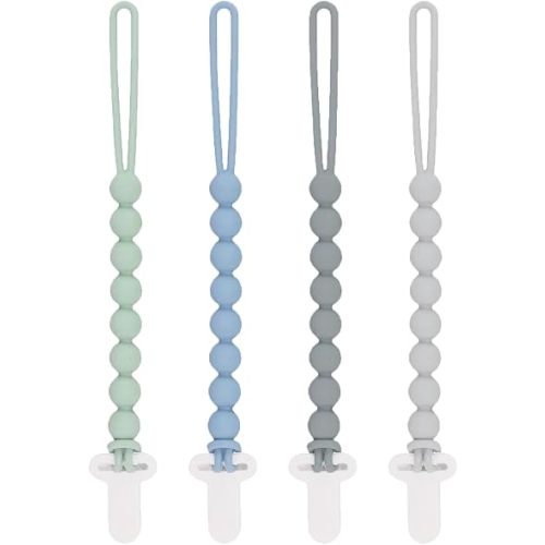 Pacifier Clip for Boys - MORIBOX 4 Pack Paci Clip Soothie Baby Binky Holder for Shower Birthday Gift