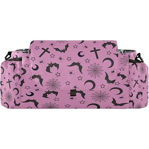 Goth Bats Stars Baby Stroller Organizer Spider Web Universal Stroller Bag Fit Most Strollers Accessories Bag Large Pram Stroller Storage Pouch Caddy For Diaper Toys Wipes