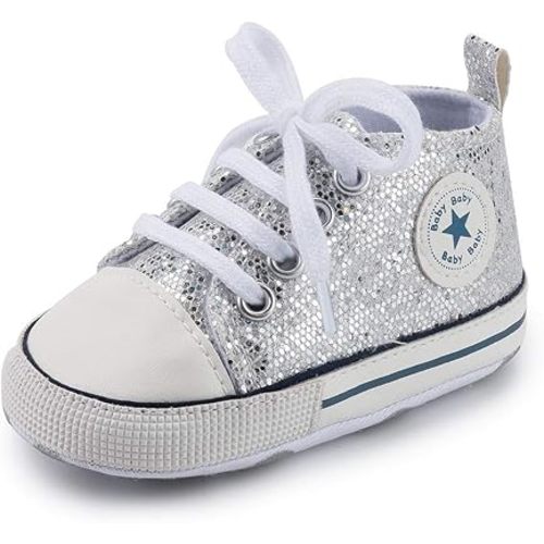 Unisex Baby Girls Boys Canvas High-top Shoes, Newborn Infant Anti-Slip Soft Sole Frist Walking Breathable Sneakers