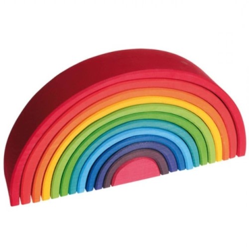 Grimm's 12-Piece Wooden Rainbow Stacking Tunnel