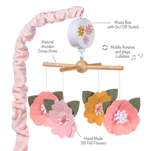 Little Garden Felt Flowers Musical Baby Crib Mobile Soother Toy – Lambs & Ivy