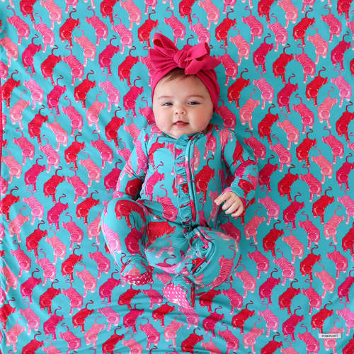 Le Tigre Footie Ruffled Zippered One Piece