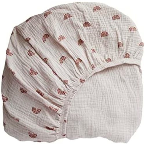 Marlowe & Co Organic Cotton Muslin Crib Sheet for Baby Boy and Girl (Rainbow)