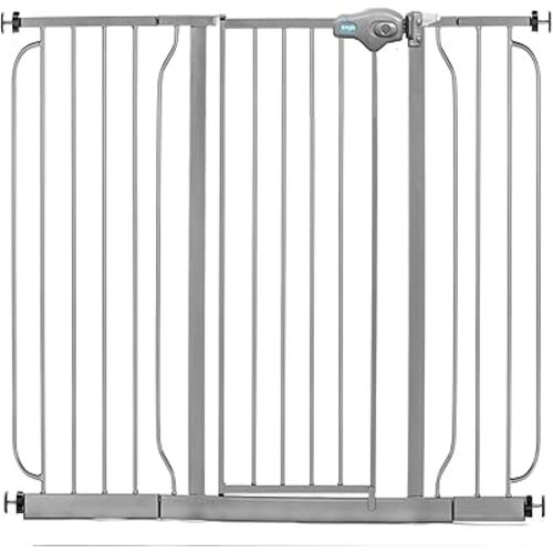 Regalo Easy Step 49-Inch Extra Wide Baby Gate, Includes 4-Inch and 12-Inch Extension Kit, 4 Pack of Pressure Mount Kit and 4 Pack of Wall Mount Kit, Platinum - Total Pack of 1