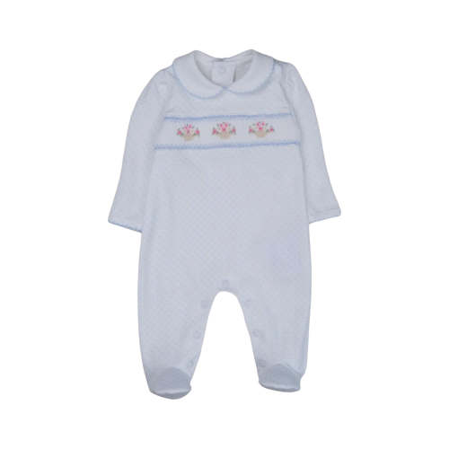 Gina Bouquet Handsmocked Pajama Babygrow