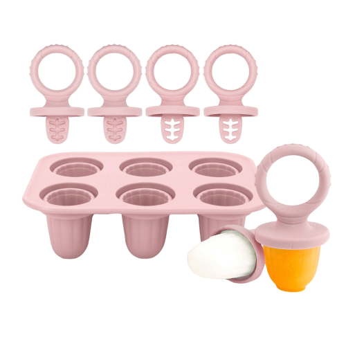 6 Piece Teething Ice Popsicles Molds For Infants Silicone Ice Cubes Tray With Chewable Edges Safe For Babies Teeth And Dishwasher Friendly