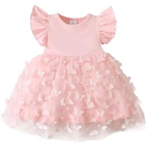 Baby Girl Butterfly Dress Tutu Ruffle Sleeveless Dresses Photograph Party Outfits Birthday Gift
