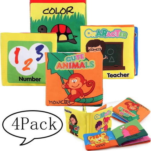 TRARIND 4 Pack Baby Books Toys 0-6 Months,Soft Crinkle Books Baby Toys Baby Books for Infants Car Seat Stroller Basket Stuffers Shower Gift Sensory Toys Early Education Toys for Babies 6-12-18 Month