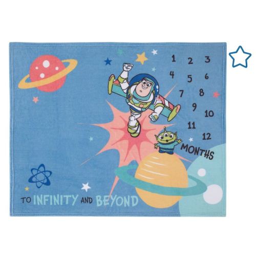 Disney Toy Story Blue, Orange, And Yellow To Infinity And Beyond Super Soft Photo Op Milestone Baby Blanket