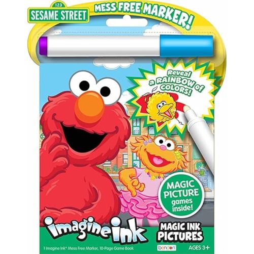 Sesame Street Elmo Imagine Ink | Sesame Street Coloring Book w/Mess Free Marker | Magic Ink Pictures and Game Book | Officially Licensed