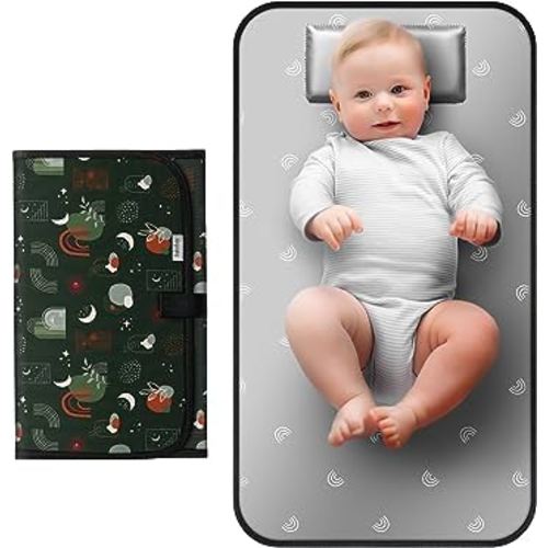 Portable Diaper Changing Pad, Waterproof Foldable Travel Changing Mat, Lightweight Travel Changing Station for Baby Girl Boy, Boho Geometric Pattern