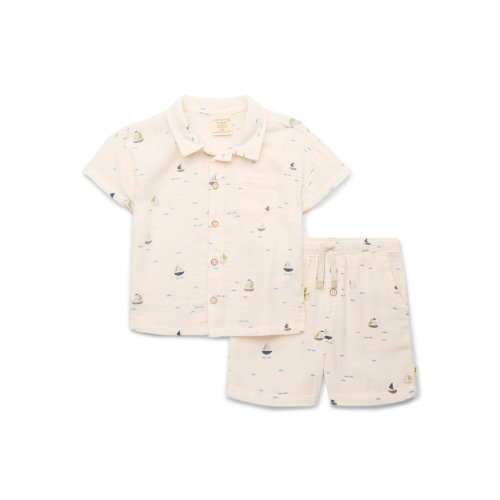 easy-peasy Toddler Boys’ Organic Cotton Shirt and Shorts Outfit Set, 2-Piece, Sizes 18M-5T
