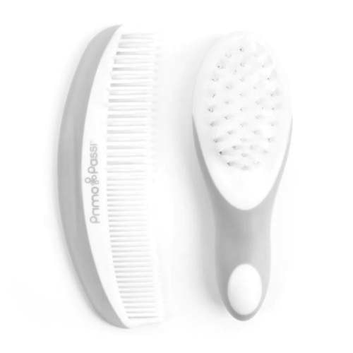 Primo Passi Super Soft Baby Comb and Brush Set (Grey)