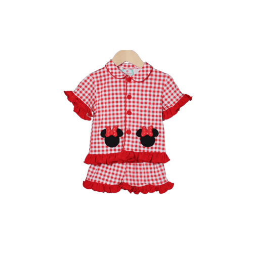 Applique Mouse Red Gingham Lounge Set