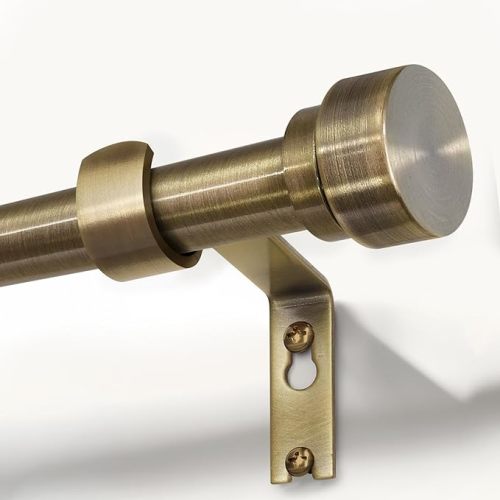 Antique Bronze Curtain Rods for Windows 28 to 48 Inches Adjustable Length Heavy Duty 1" Diameter Window Curtain Rod with Solid Metal Finials for Outdoor Farmhouse Bedroom Kitchen Living Room