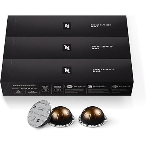 Nespresso Capsules Vertuo, Double Espresso Scuro, Dark Roast Espresso Coffee, 30-Count Coffee Pods, Brews 2.7oz.