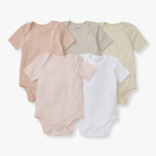 Burt's Bees Baby Unisex Organic Cotton Short and Long Sleeve Bodysuits, 5-Pack