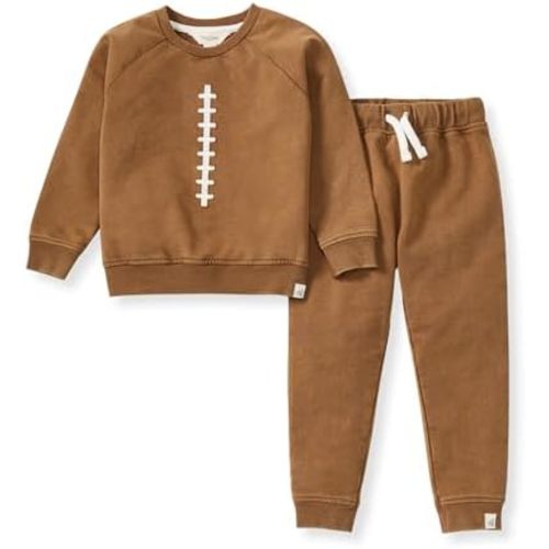 Burt's Bees Baby Baby Boys' Shirt and Pant Set, Top & Bottom Outfit Bundle