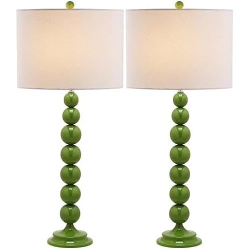 SAFAVIEH Lighting Collection Jenna Modern Contemporary Green Stacked Ball 32-inch Bedroom Living Room Home Office Desk Nightstand Table Lamp Set of 2 (LED Bulbs Included)