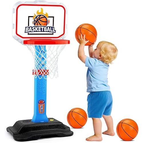Toddler Basketball Hoop for Kids 1-3, Mini Adjustable Basketball Hoops Indoor with Balls Outdoor Pool Basketball Goal Sports Play Toys for 1 2 3 year old Baby Boys Girls First Birthday Gifts Age 1-2-3
